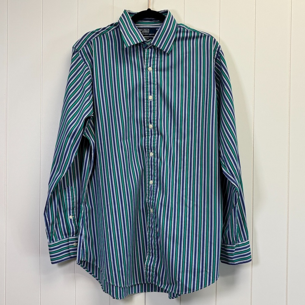 Polo by Ralph Lauren Preppy Striped Curham Classic Fit Shirt Mens Size L Career